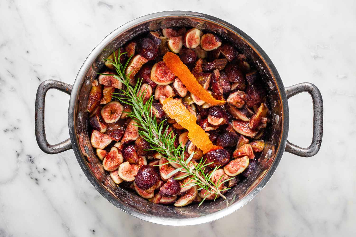 Figs, Orange Peel, and Rosemary Simmered in a Pot