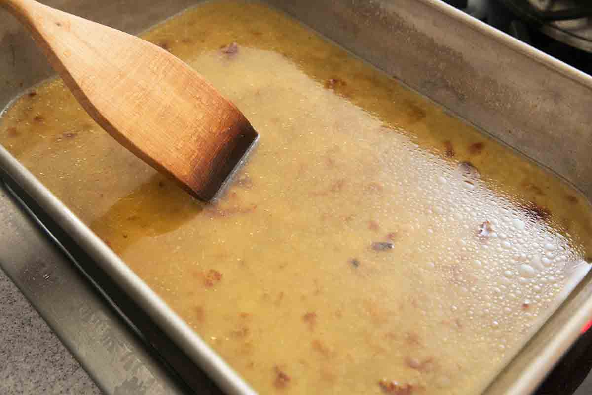 scrape up roasted turkey wing drippings 