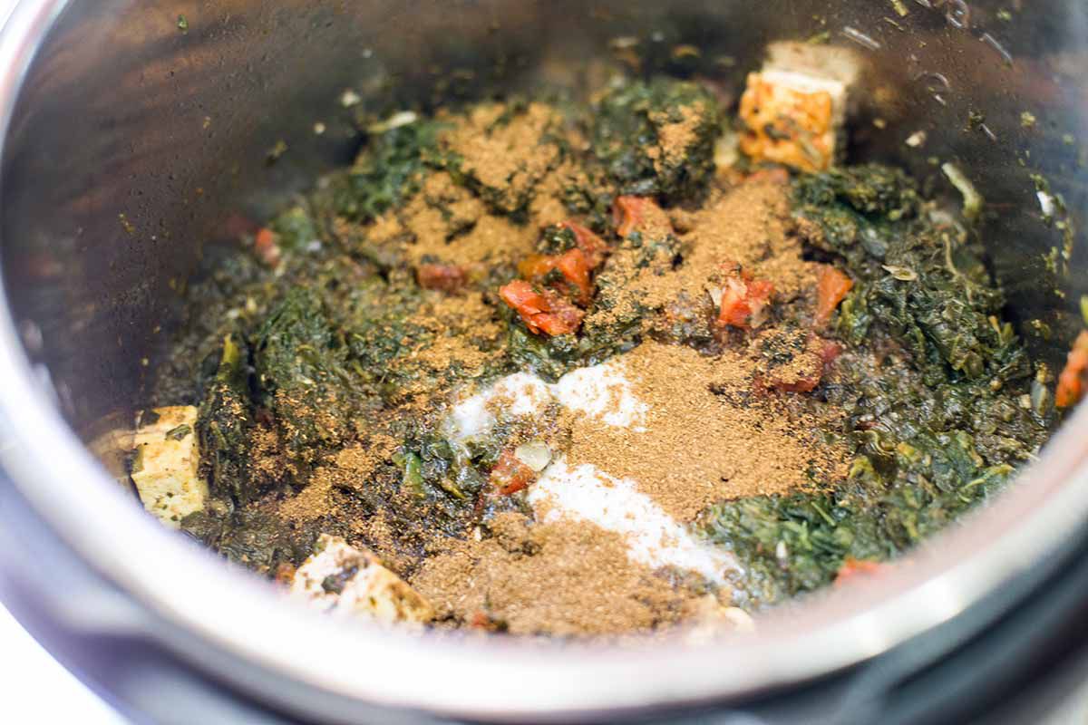 Pressure Cooker Saag Tofu