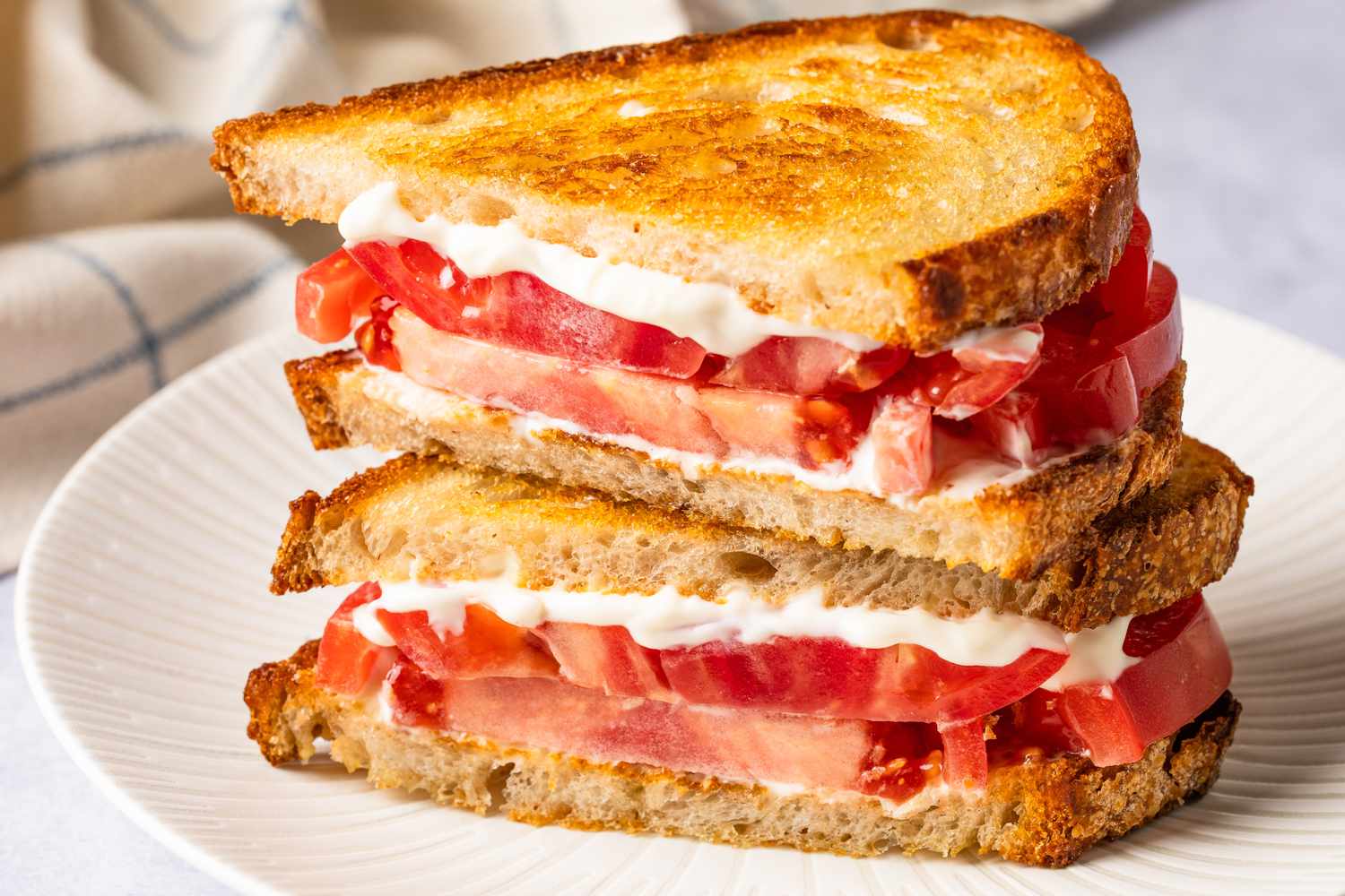 Tomato Sandwich on a white plate