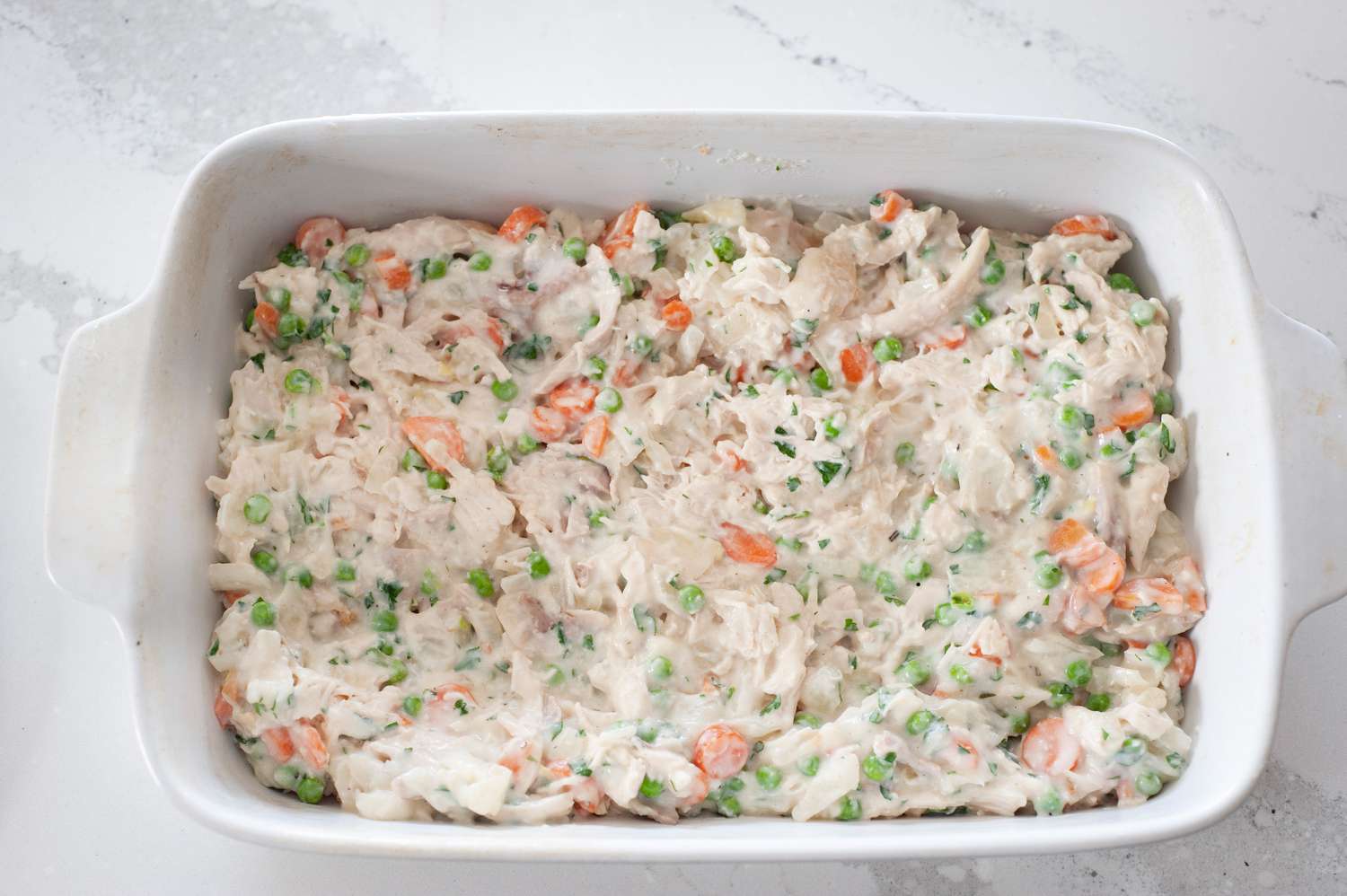 Add filling to casserole.