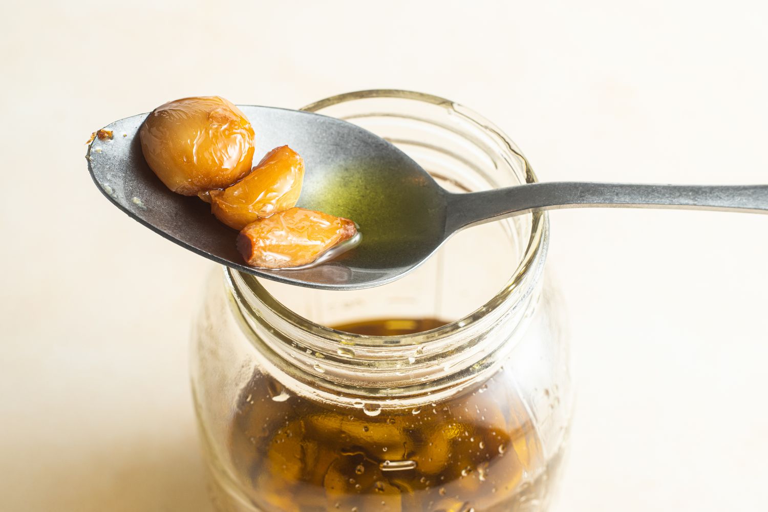 Garlic Confit in a Jar with Spoon
