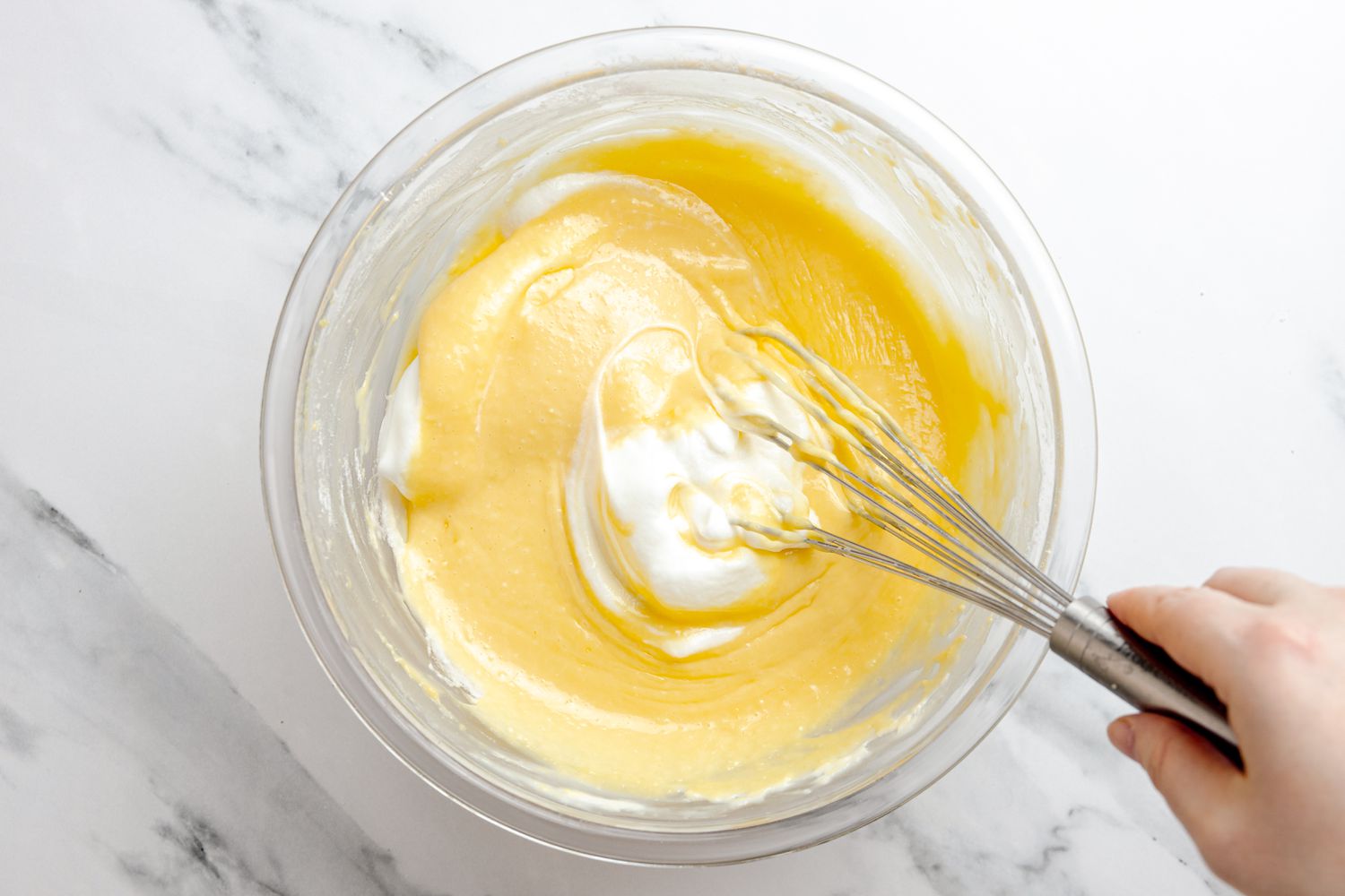 Meringue Carefully Whisked Into the Cream Cheese Mixture