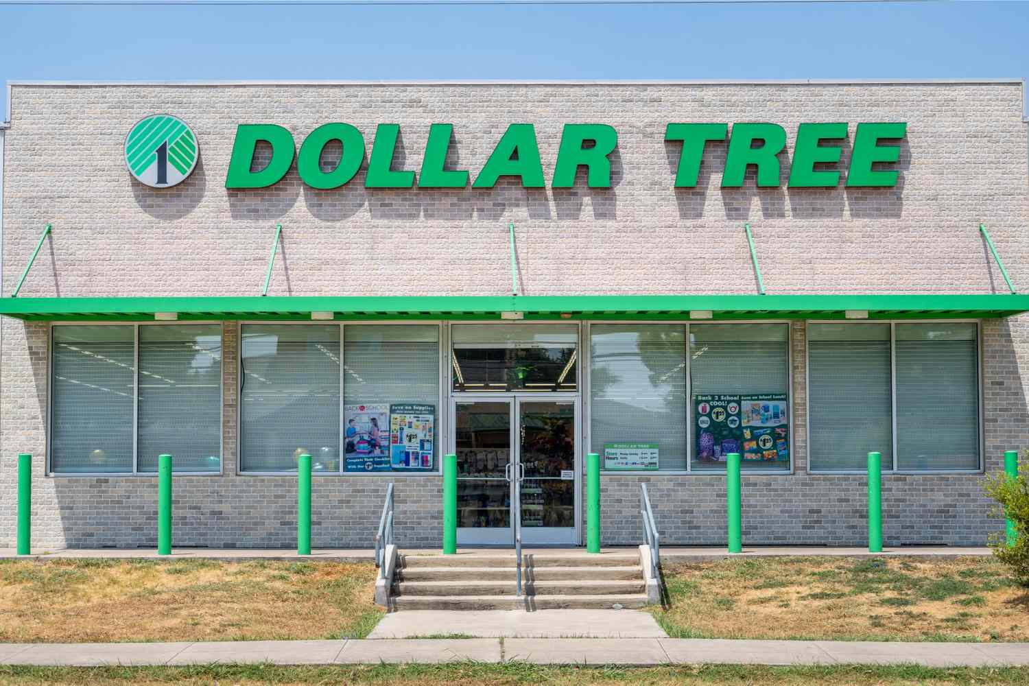 Exterior view of a Dollar Tree store with visible signage and storefront entrance