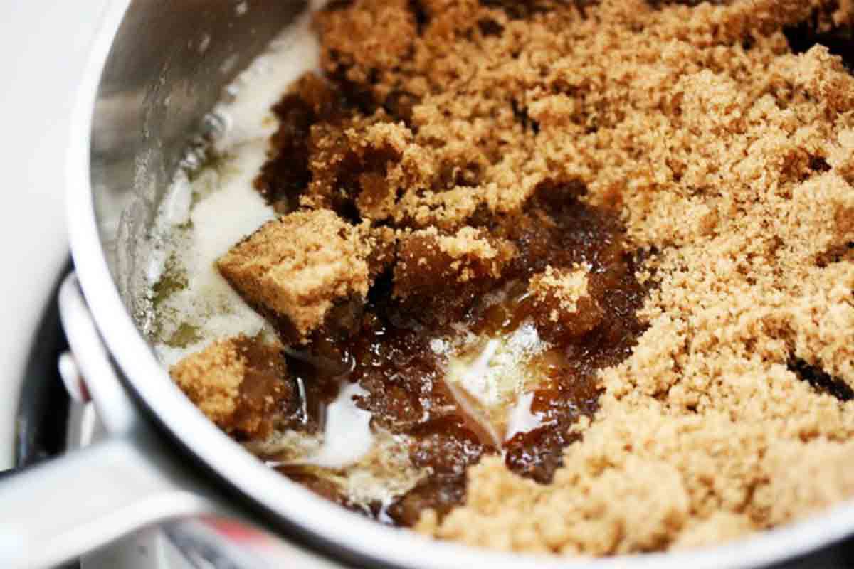 melt brown sugar in butter for butterscotch