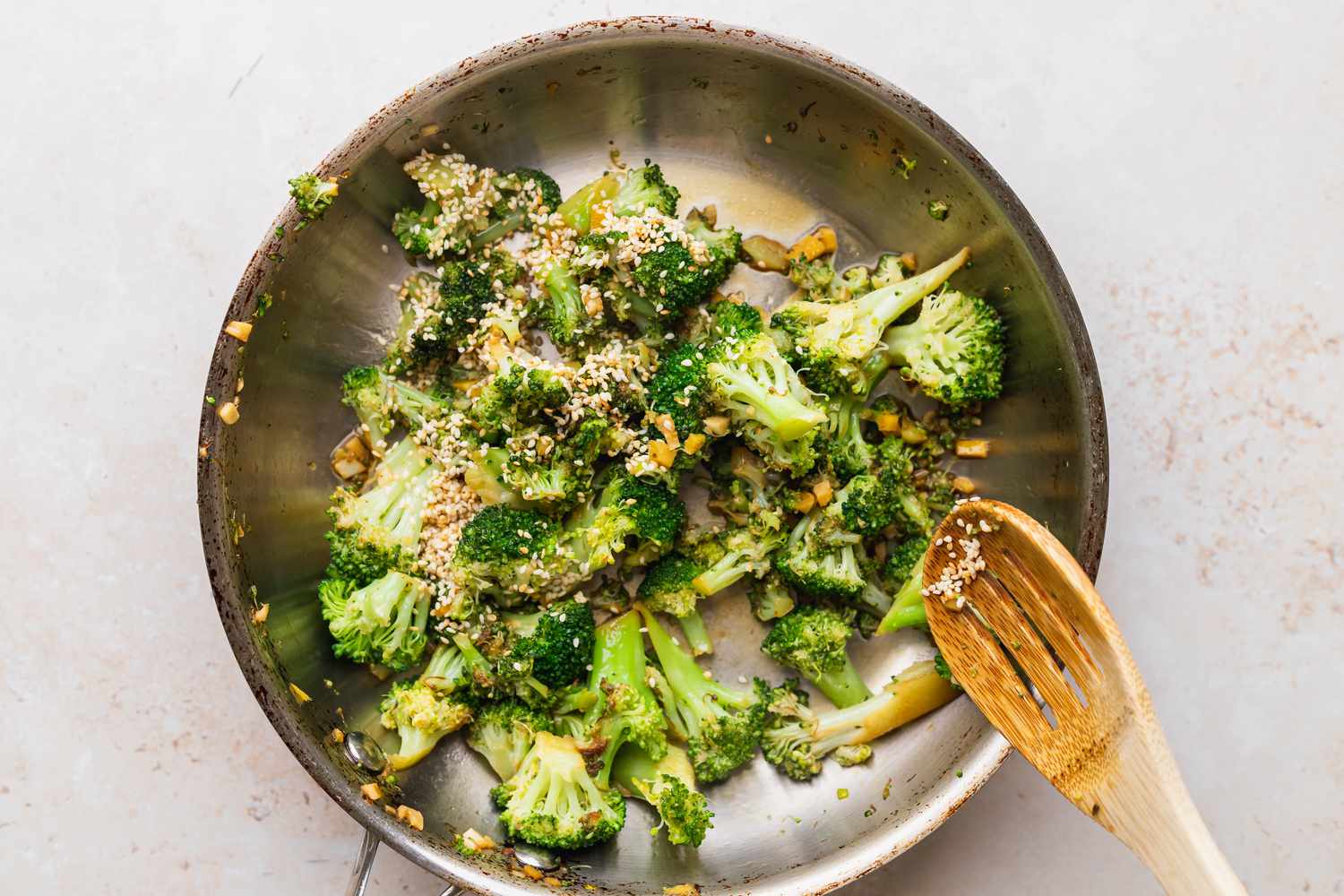 easy broccoli stir fry in a wok.