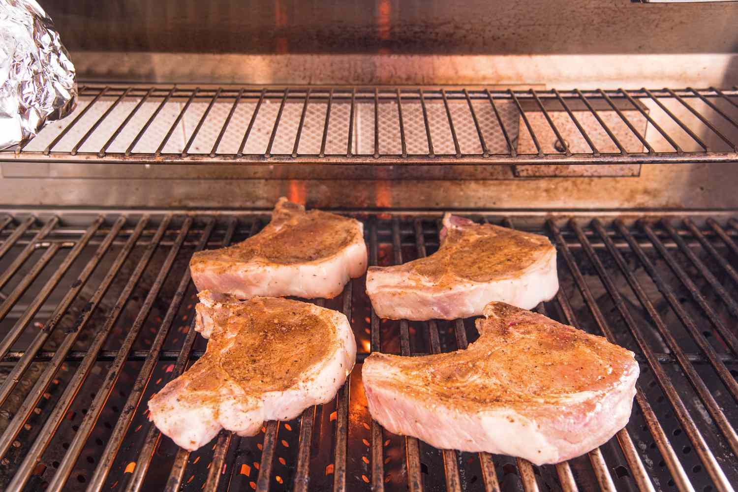 Grilled Pork Chops on Grill 