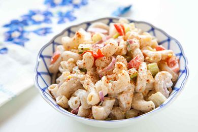 Easy Macaroni Salad Recipe in a bowl for serving