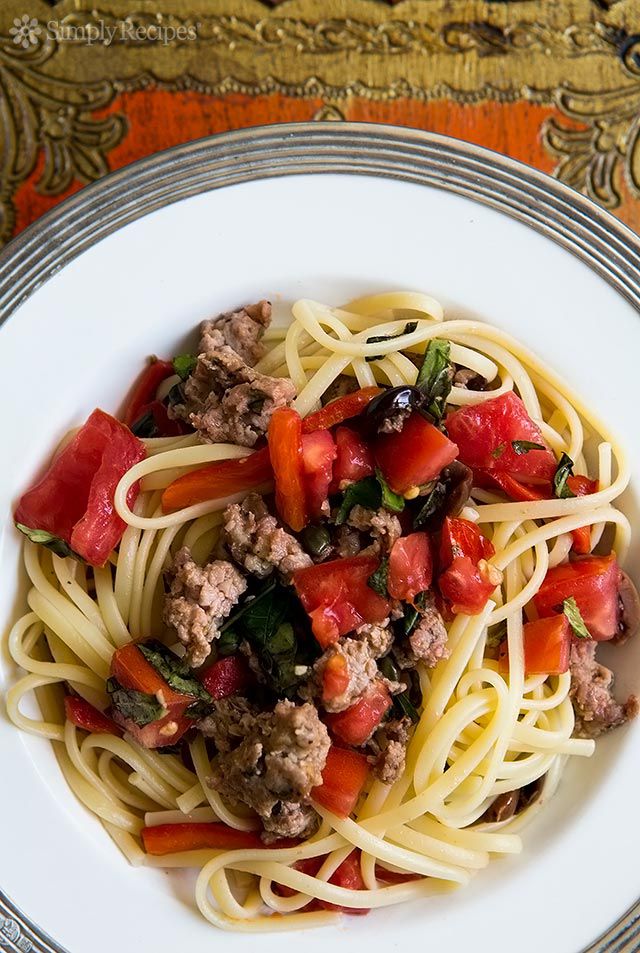 Pasta with Sausage Tomatoes Roasted Peppers