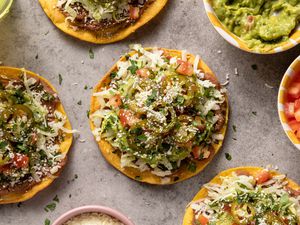 Many Mexican Tostadas for dinner
