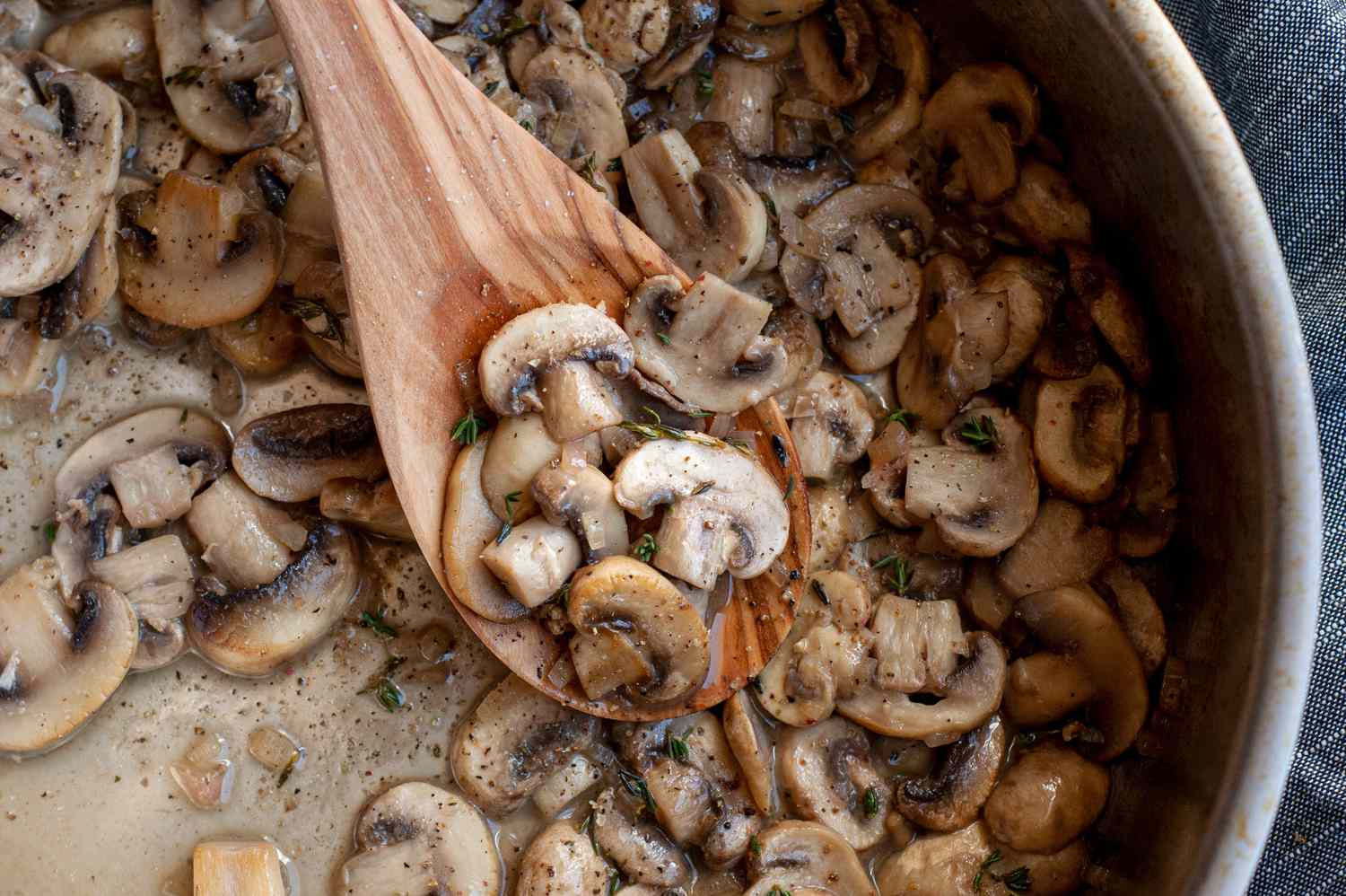 sautéed mushrooms in skillet