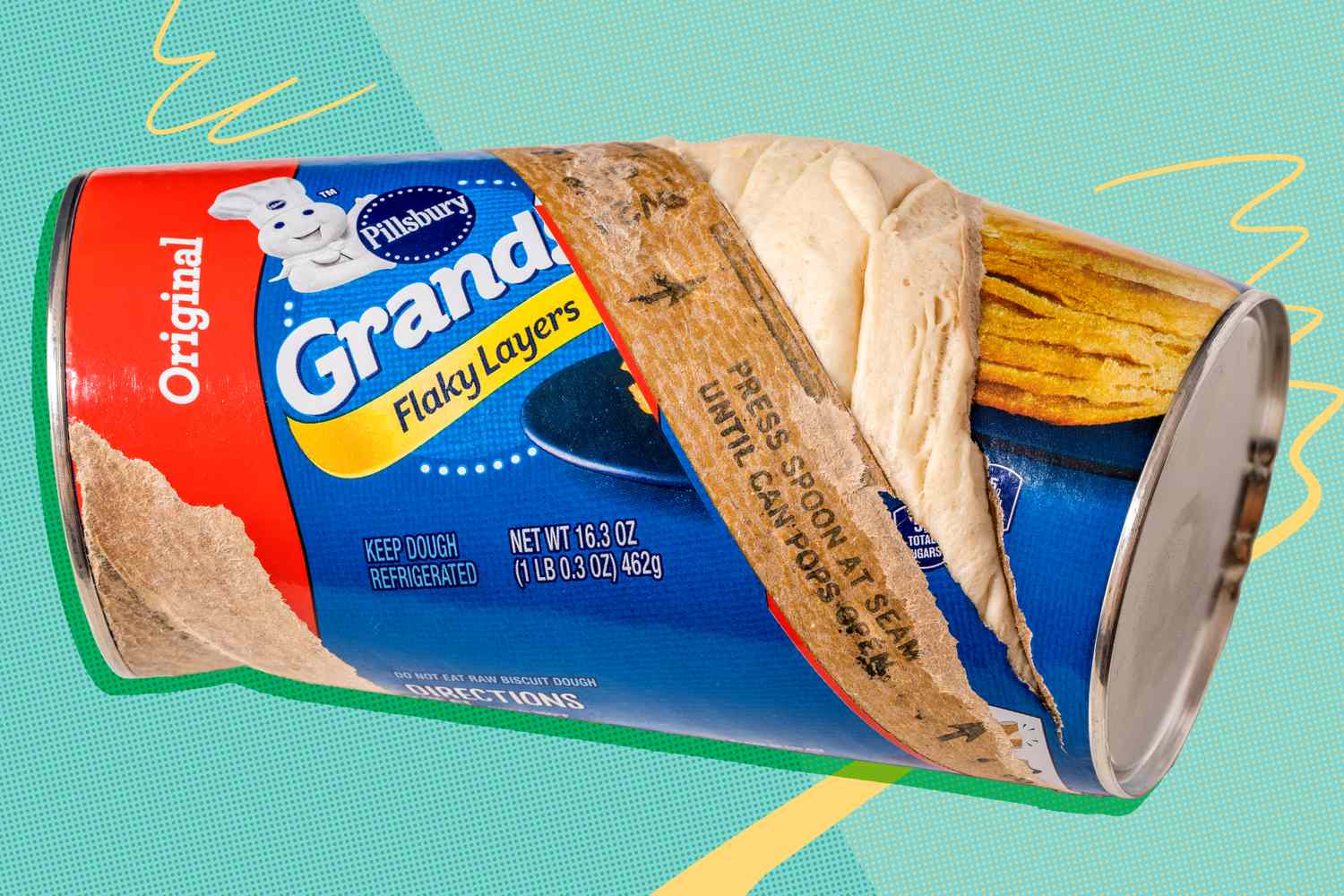 Popped Pillsbury biscuit can 