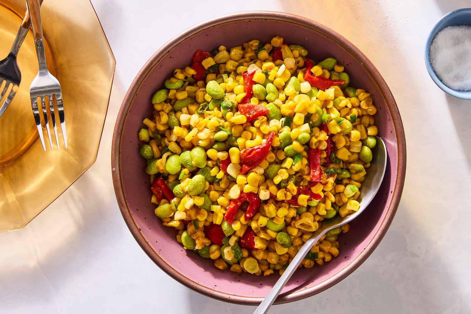 large bowl of Corn and Edamame Succotash