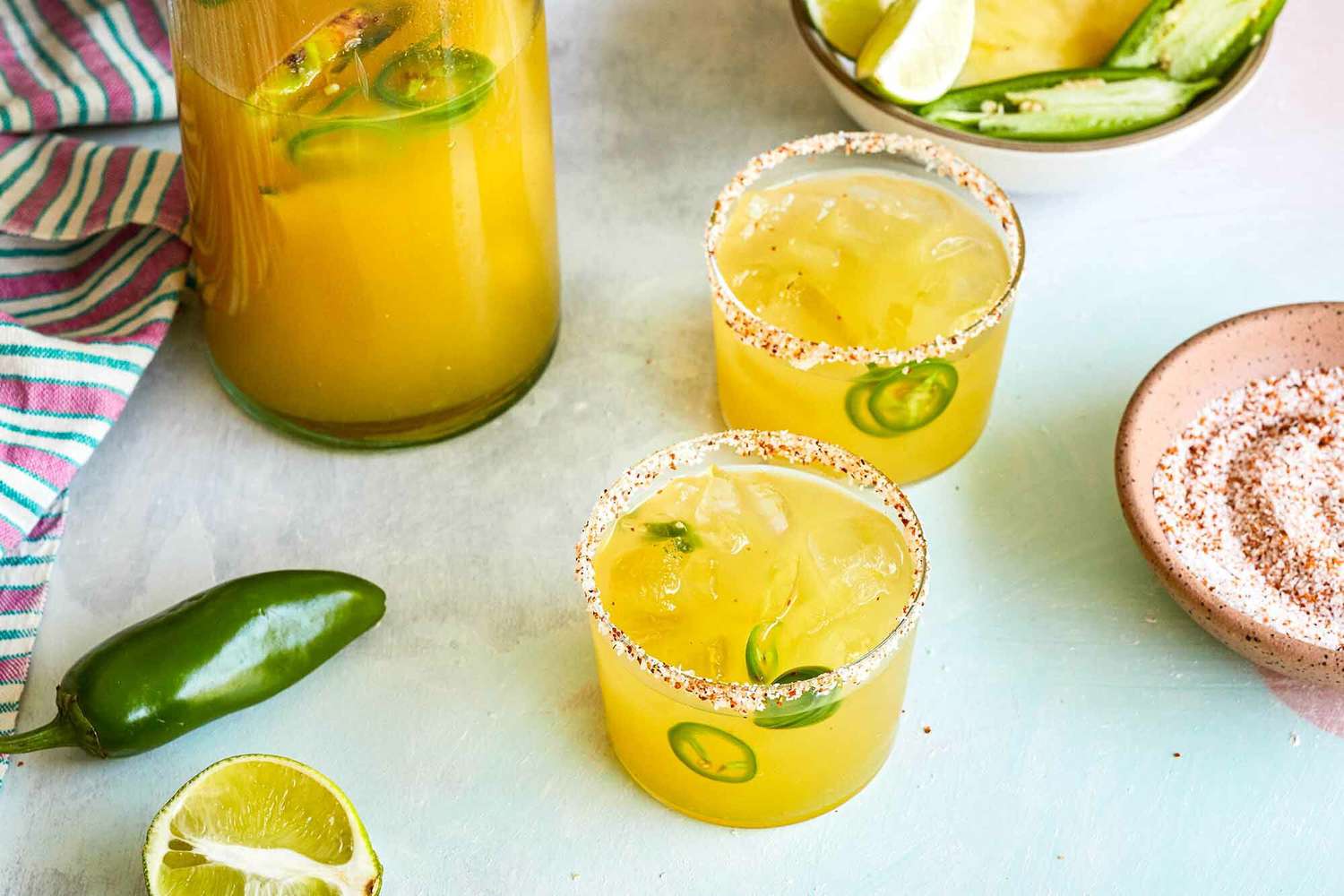 Pineapple Jalapeño Margaritas made with reposado or Añejo tequila.