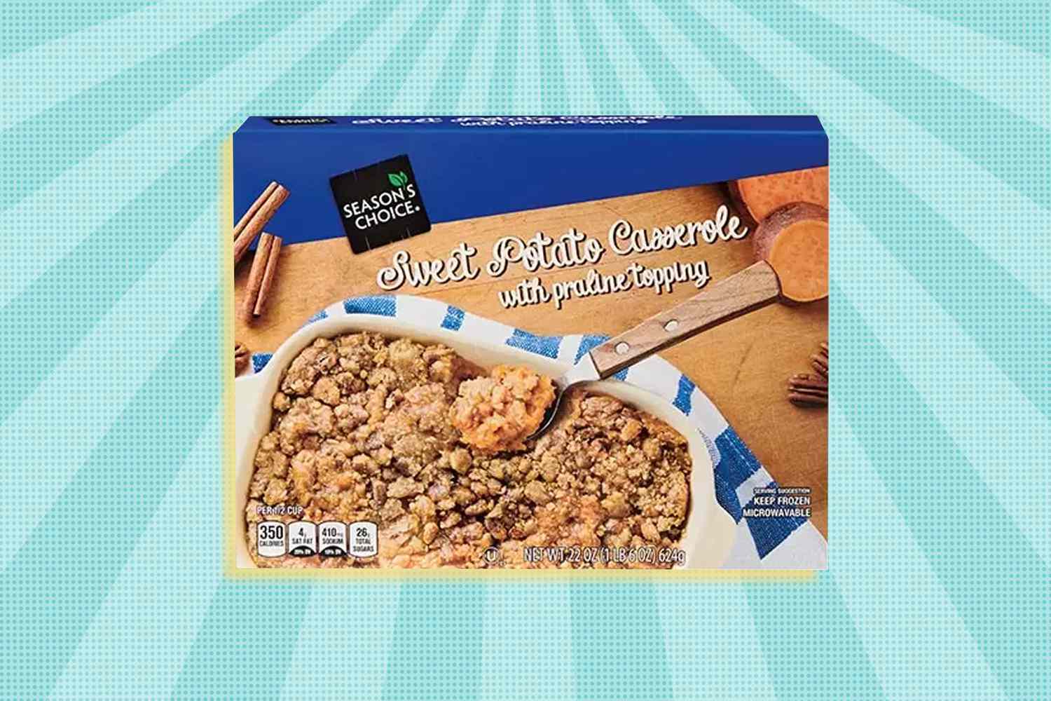 A box of Season's Choice sweet potato casserole