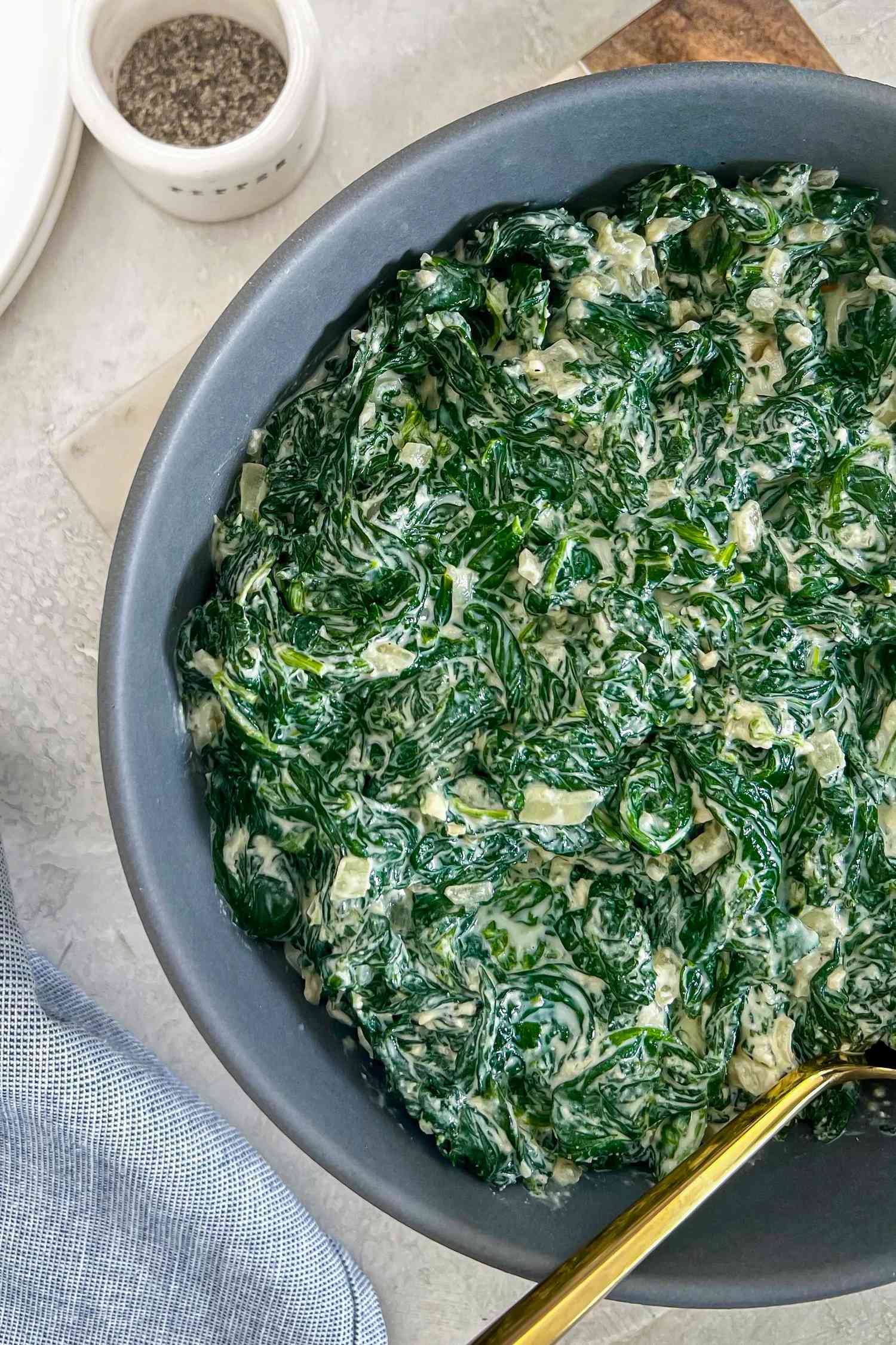 Vegan Creamed Spinach in a Bowl