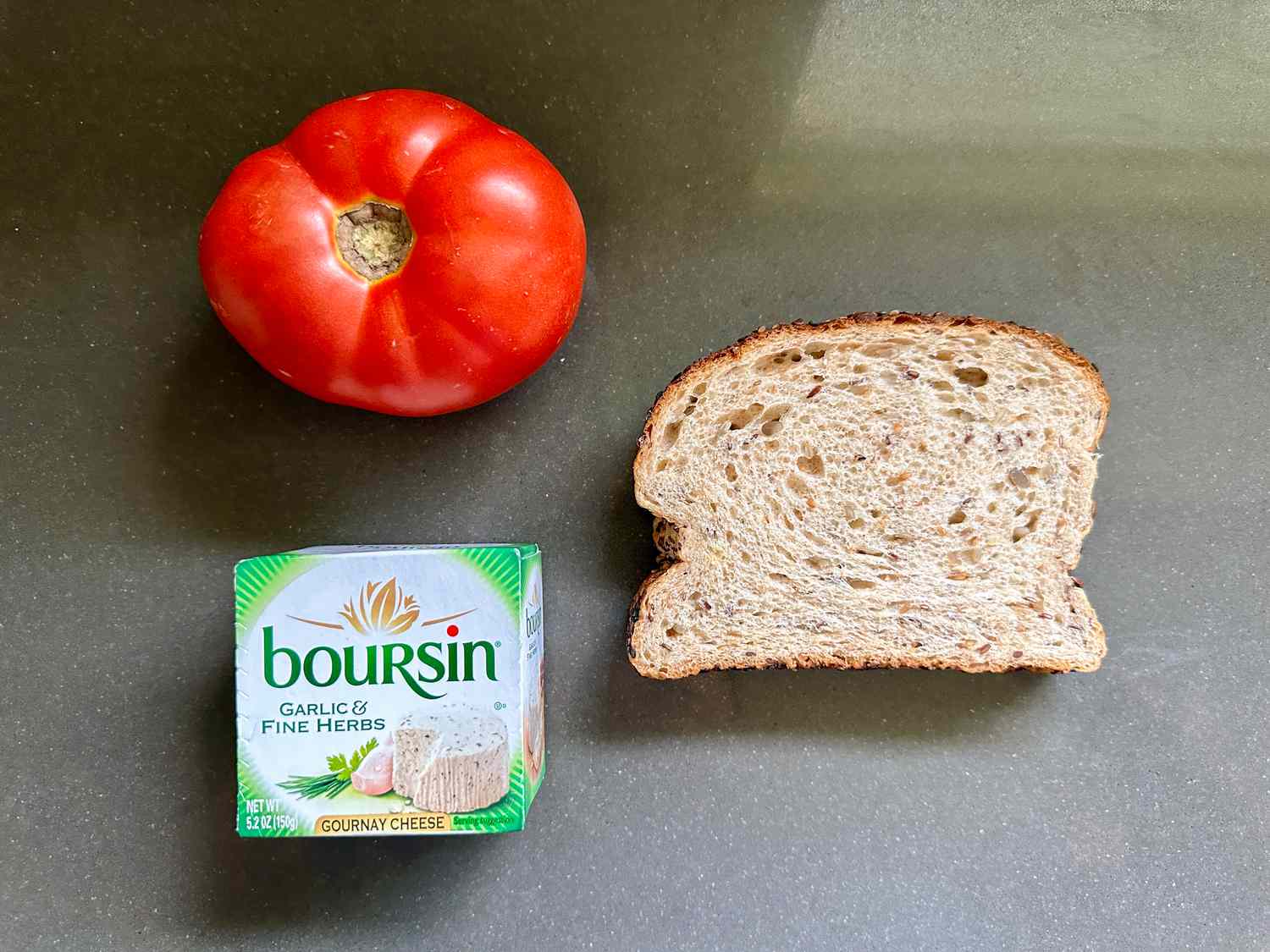 Tomatoes, Boursin, and Slice of Bread