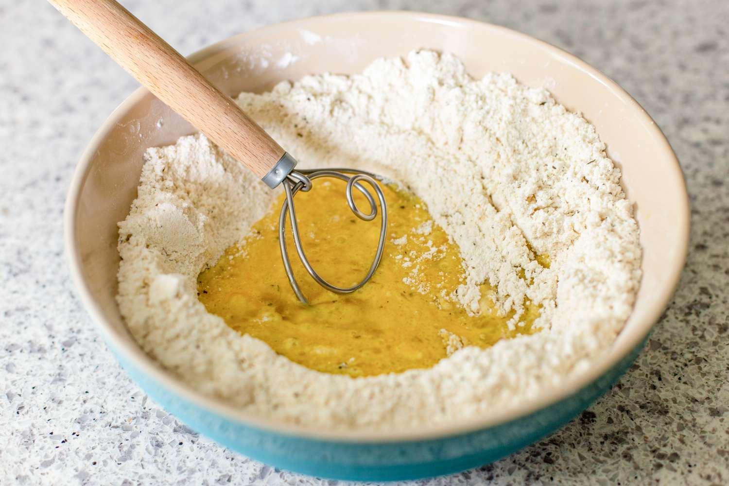 Gluten Free Dinner Rolls Ingredients Stirred Together to Make Dough