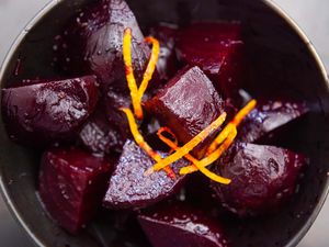 Easy oven-roasted beets in a serving bowl