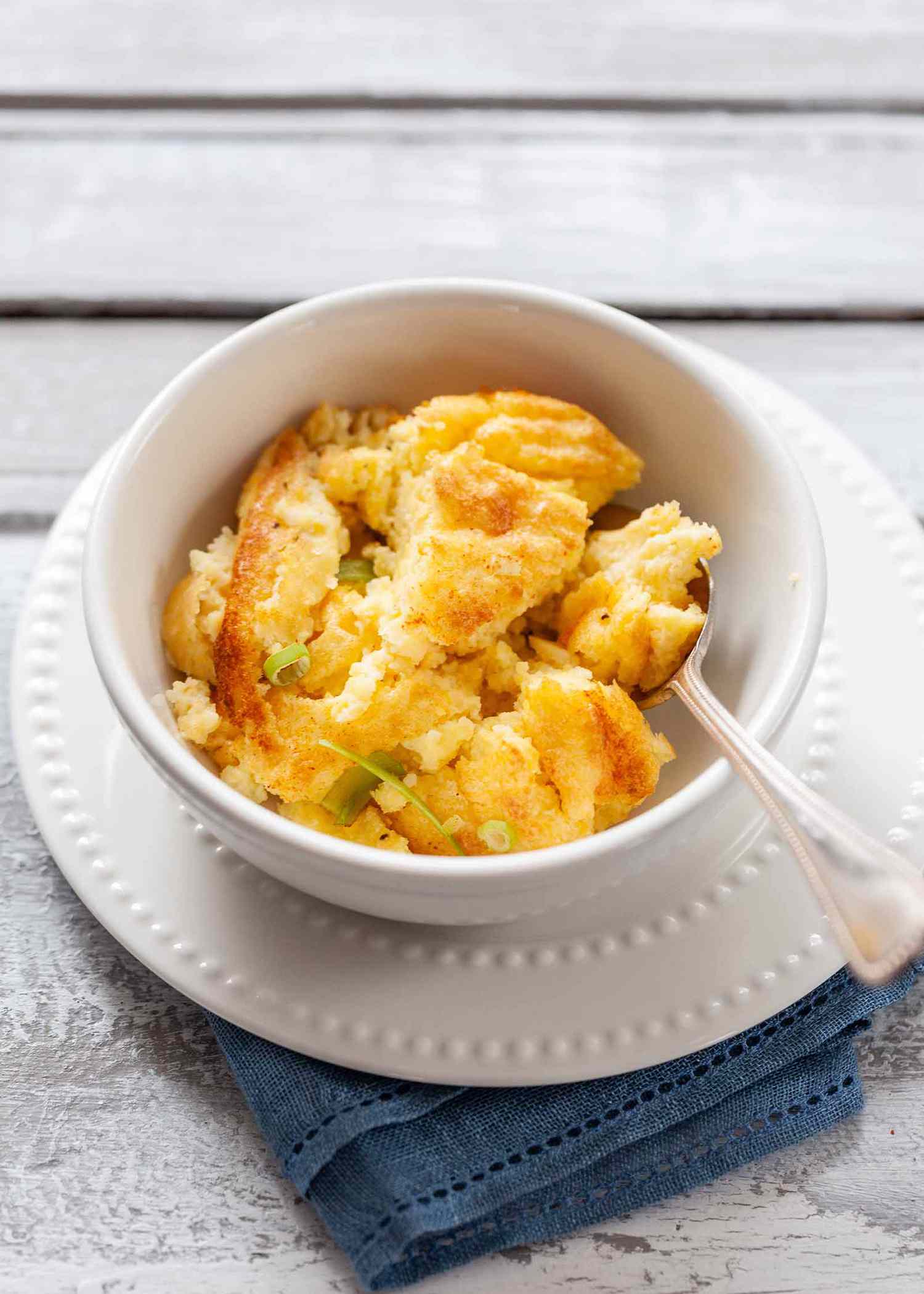 Cheese Grits Casserole - grits in white dish