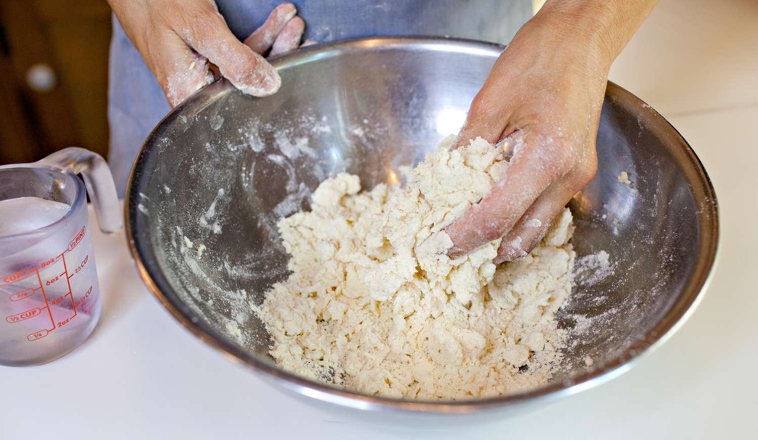 Ingredients Worked Together to Create Pie Dough by Hand