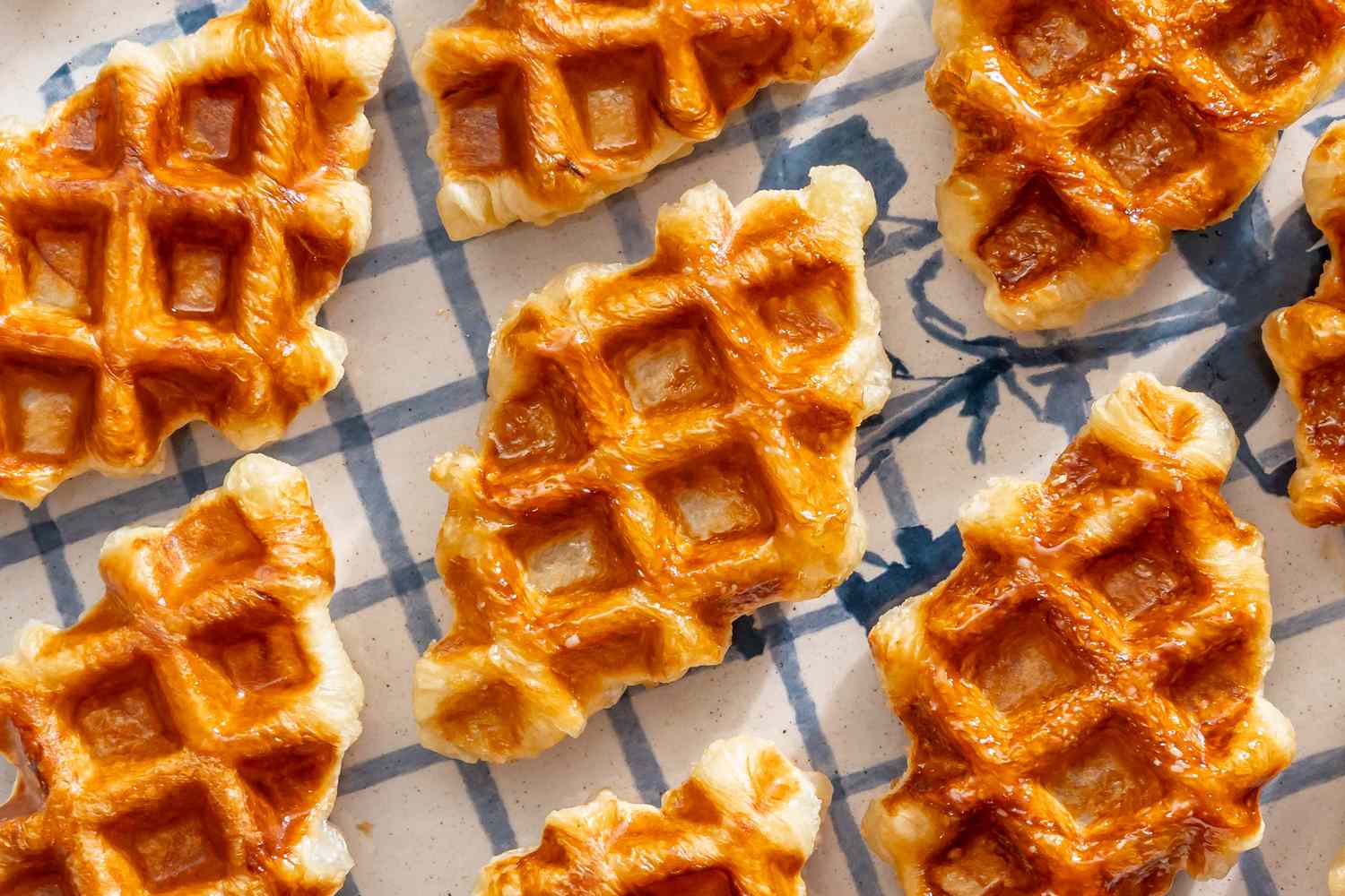 Croffles arranged on a patterned surface