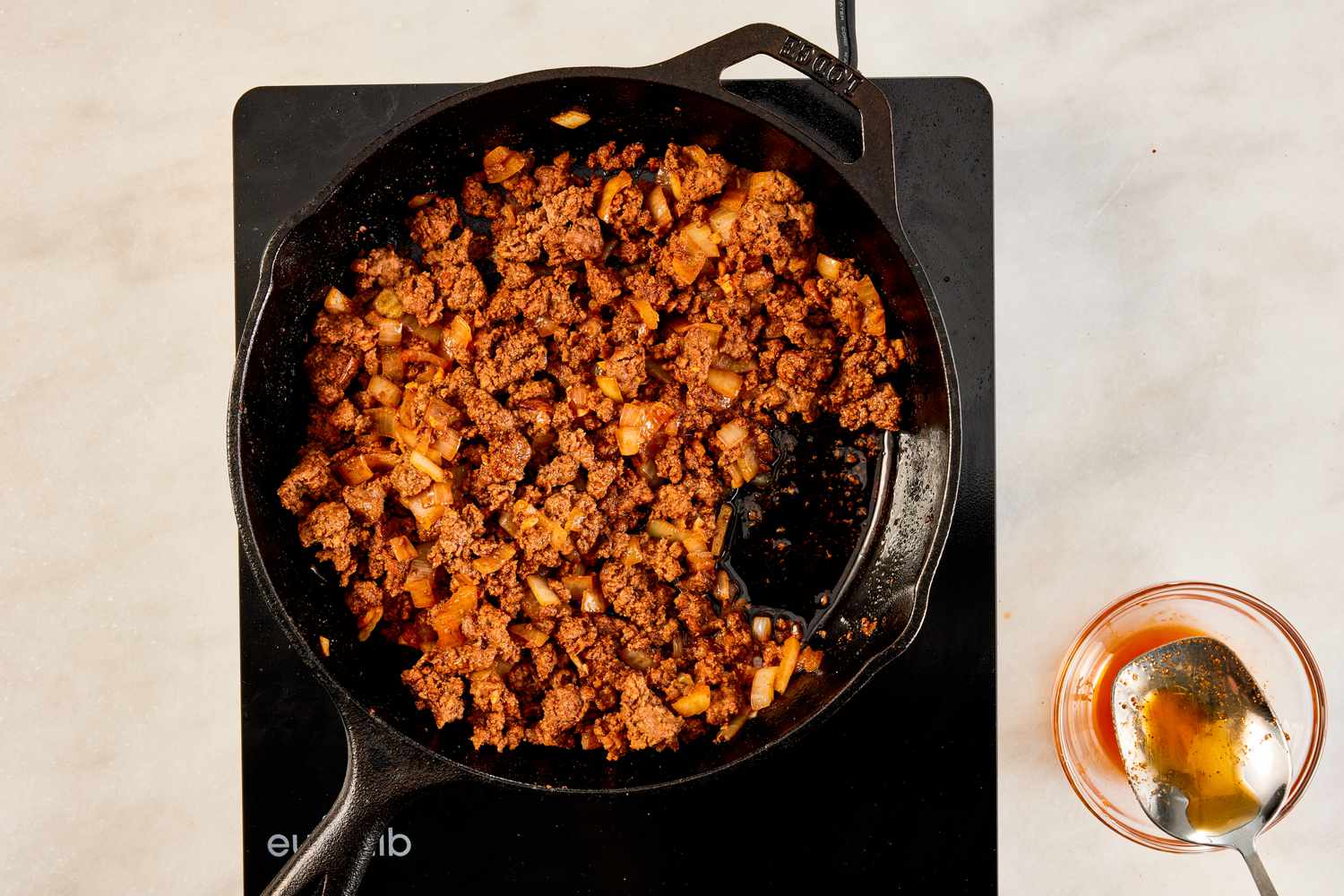 excess fat removed from ground beef mixture for crispy ground beef recipe