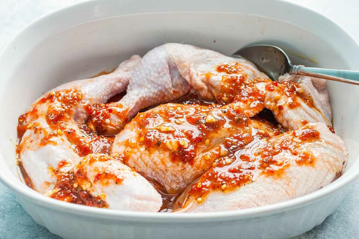 Grilled Chicken Recipe with Chili Garlic Sauce marinate the chicken