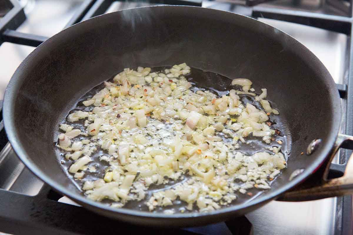 sautéing shallots for canned tuna pasta sauce