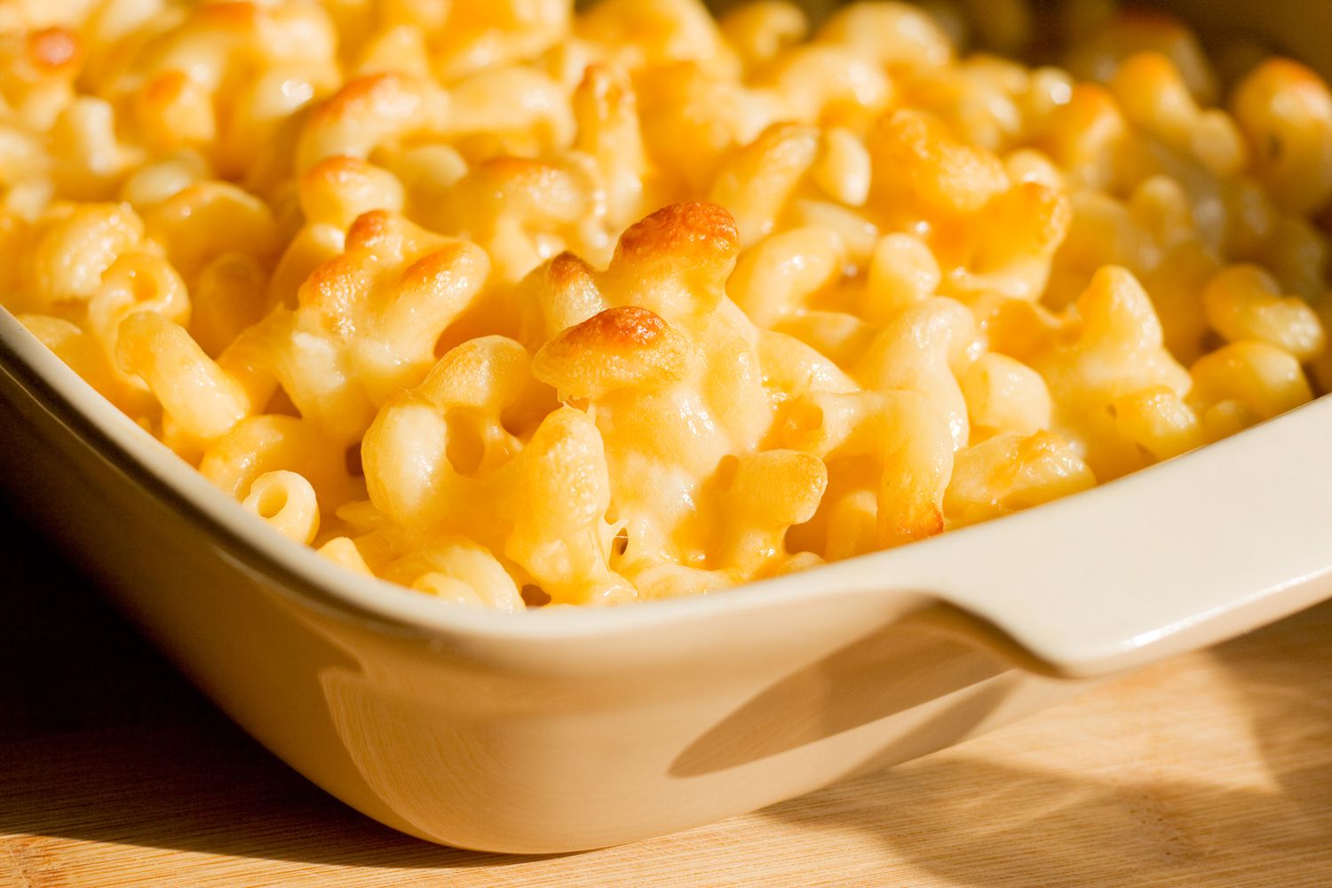 Close-up of a baked mac and cheese