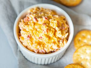 Pimento Cheese in a Bowl Next to Some Crackers
