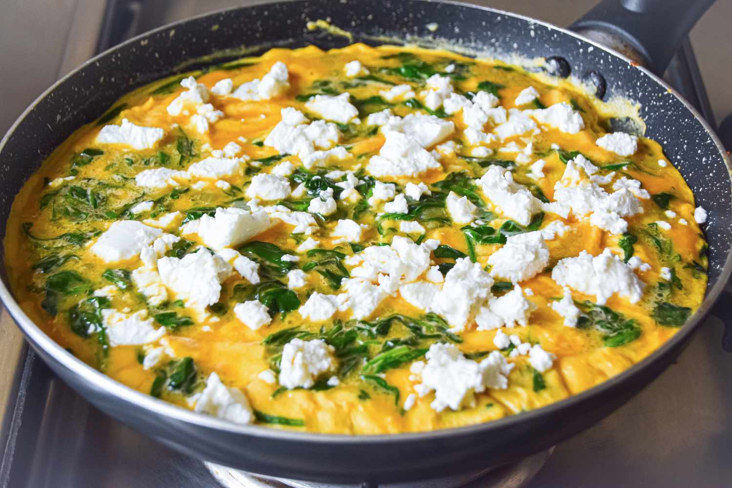 Goat Cheese Added to Spinach Frittata