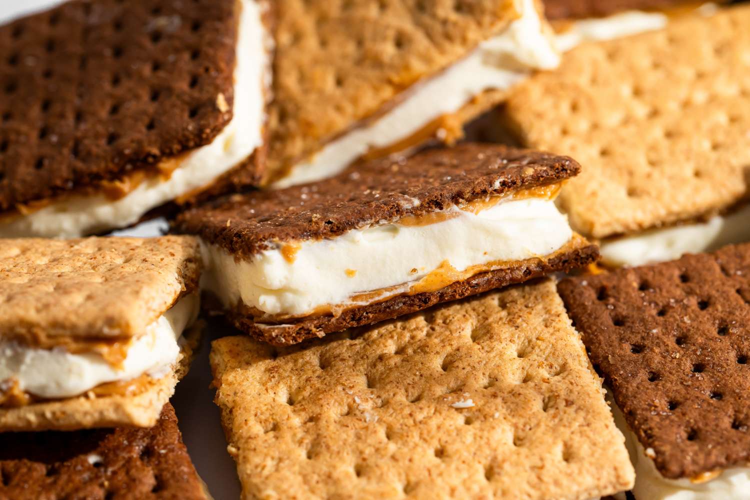 Frozen graham cracker sandwiches filled with ice cream
