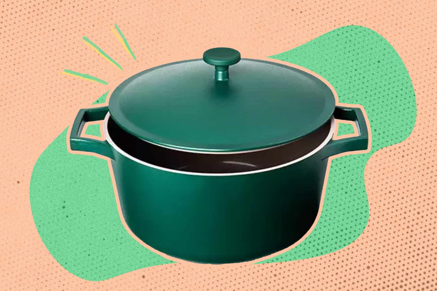 A sark green ALDI "Awesome" Pot on an illustrated background
