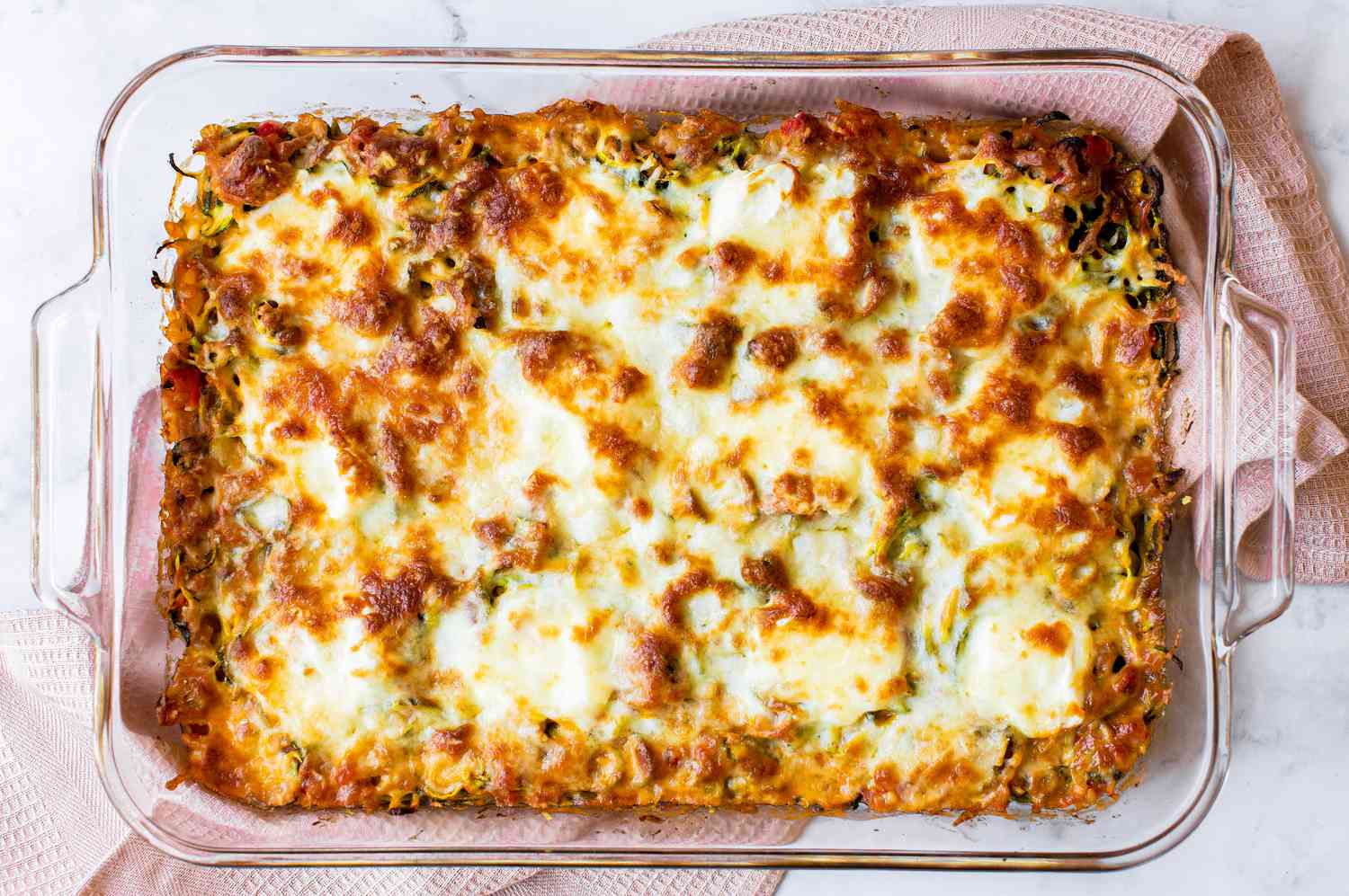 Zucchini Noodle Casserole in a Casserole Dish