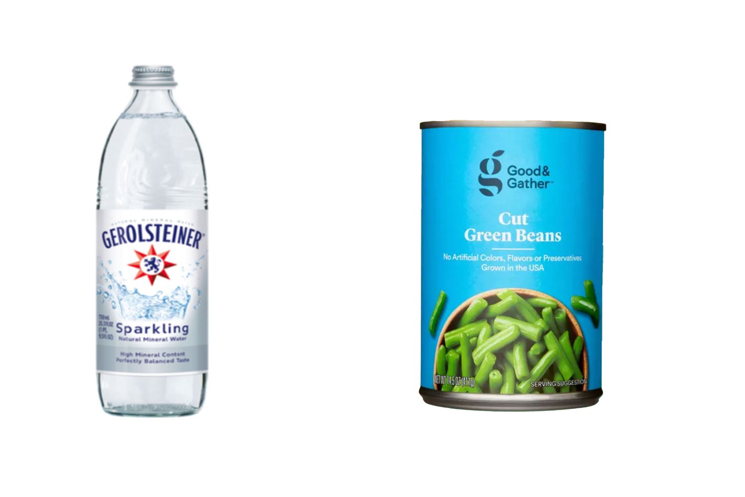 Gerolsteiner Sparkling Water and Good & Gather Cut Green Beans