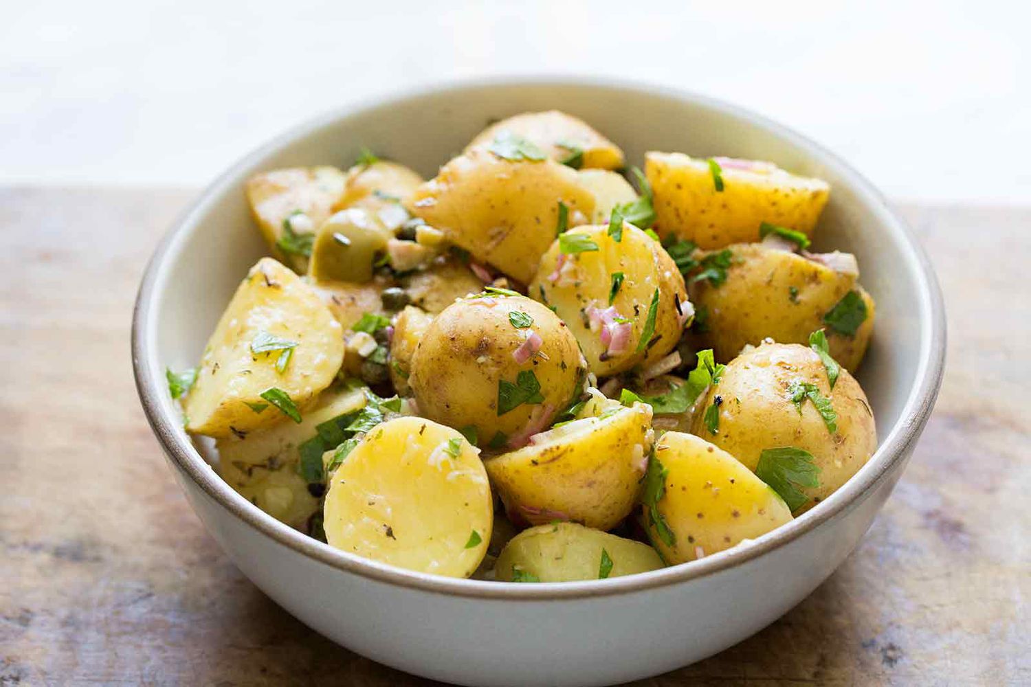 A bowl of Provencal potato salad