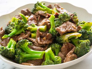 Bowl of beef and broccoli stir fry