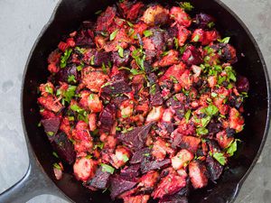 Hash made with corned beef