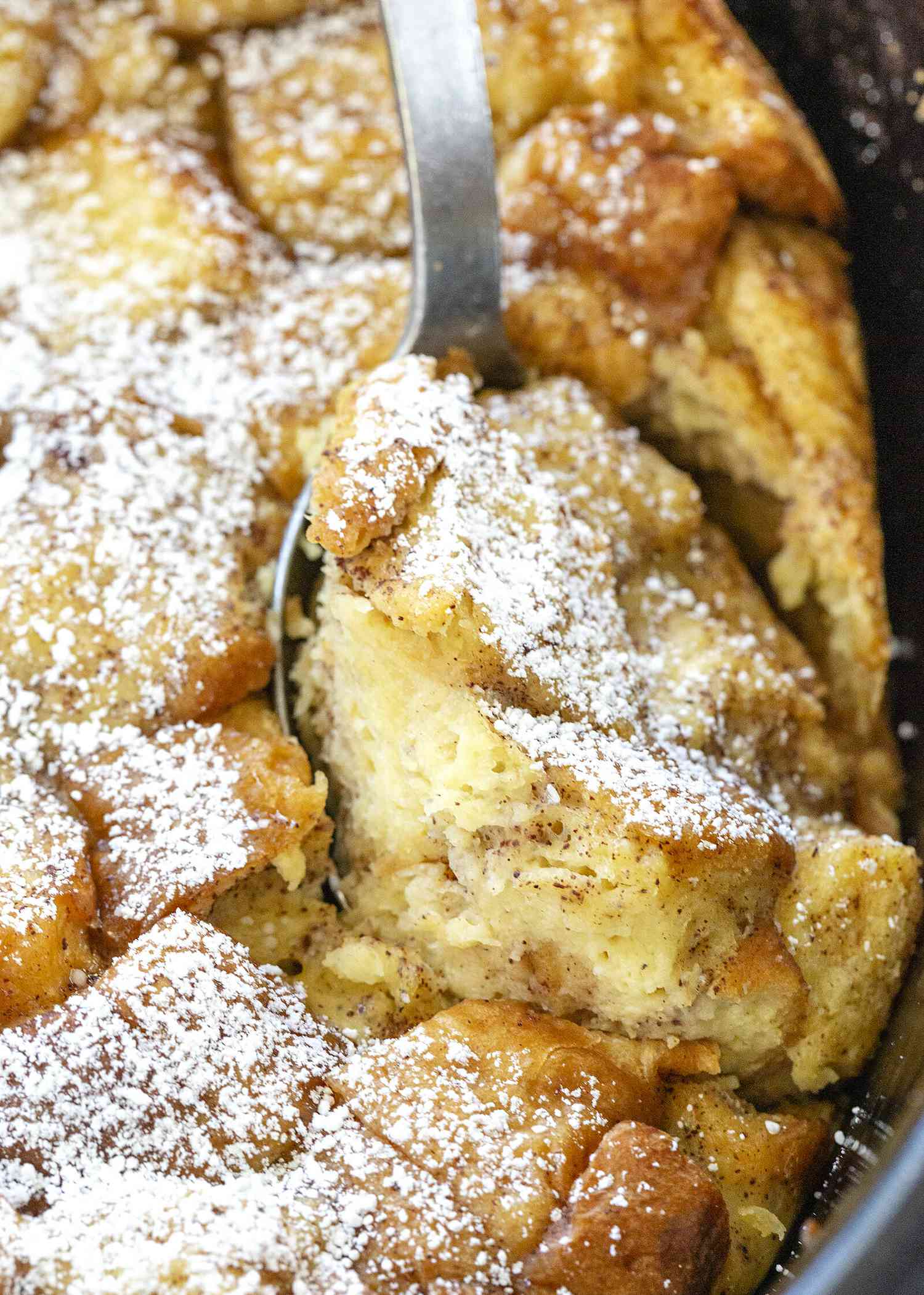 French Toast Casserole - spoonful of french toast casserole
