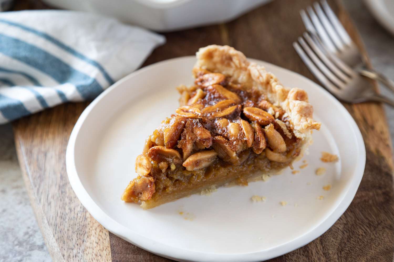 Virginia Peanut Pie with Porter on a plate.