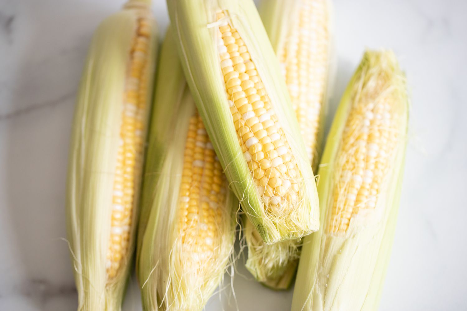 pile of corn with husk still on