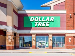 Exterior of a Dollar Tree store with a large sign and storefront entrance