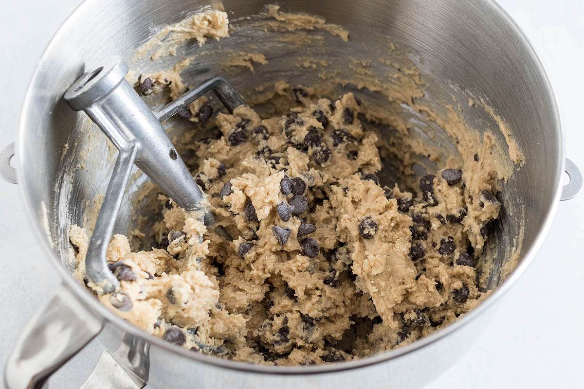 Chocolate chips mixed in for the best chocolate chip cookies.