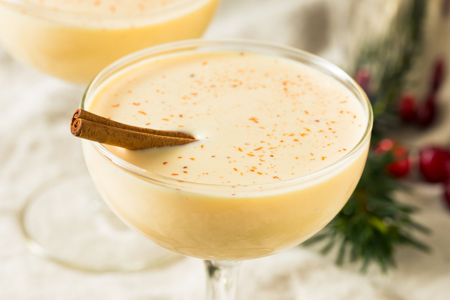Cocktail glass with eggnog 