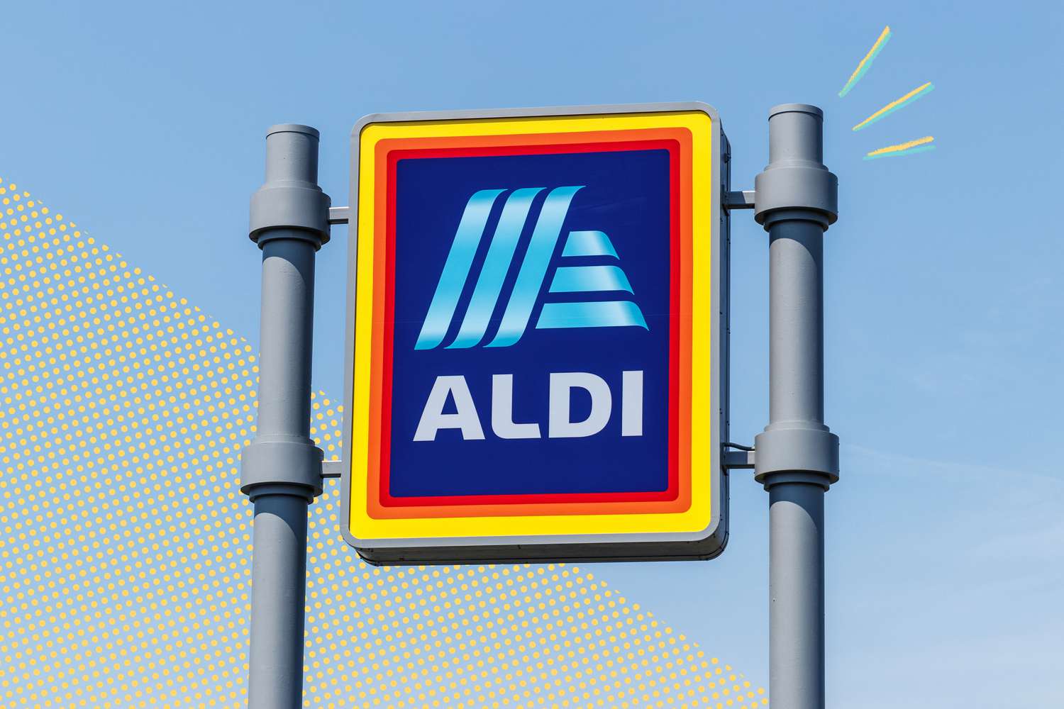 aldi sign with illustrations