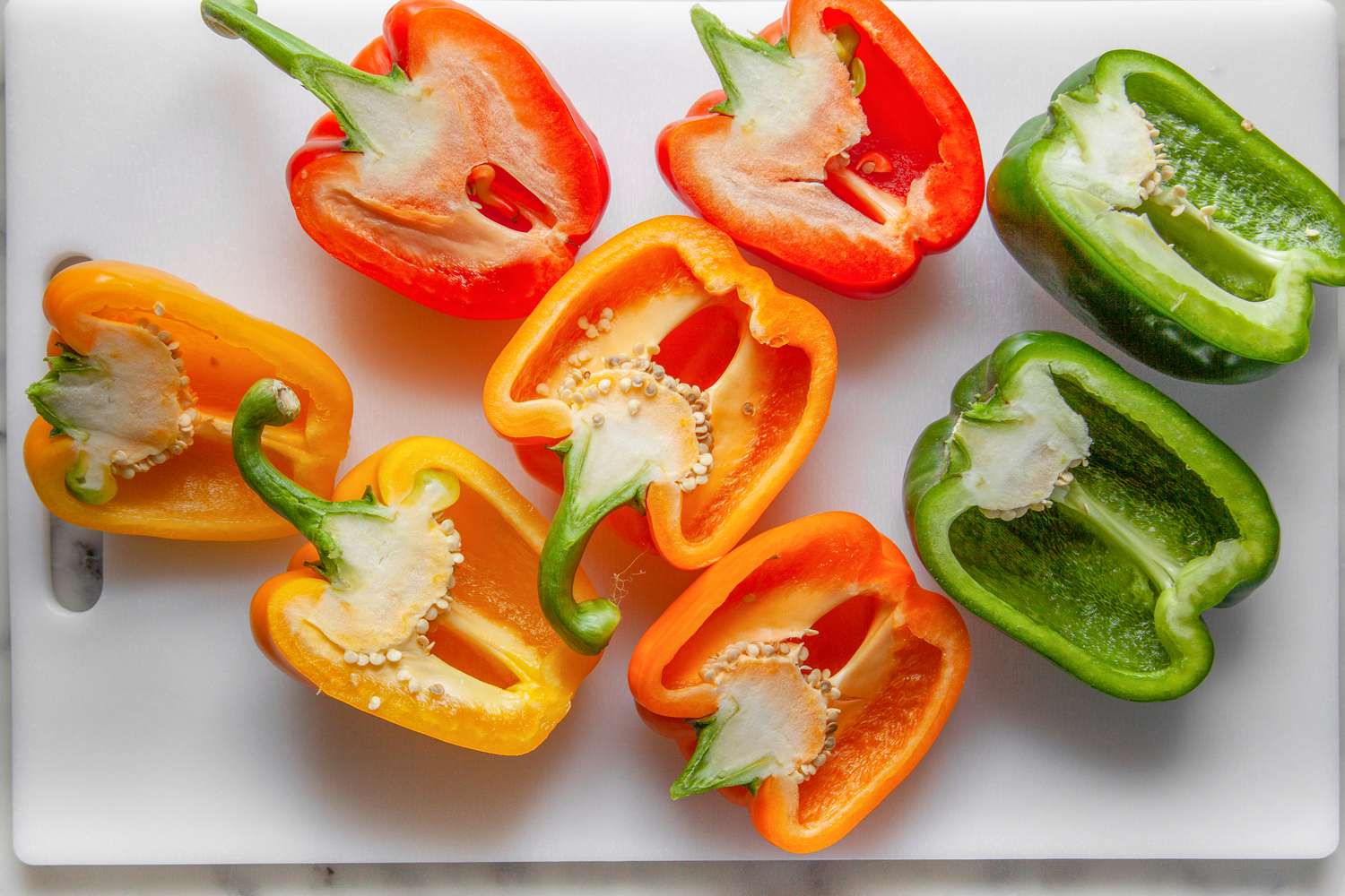 Bell Peppers on a Cutting Board for Grilled Peppers