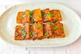 Dubu Jorim (Korean Braised Tofu) on a Platter