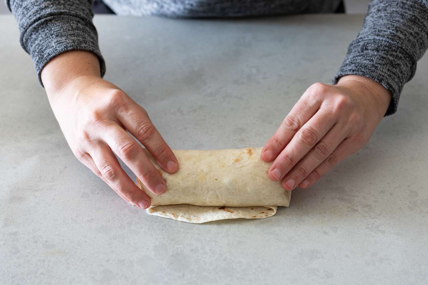 Rolled Burrito on a Counter