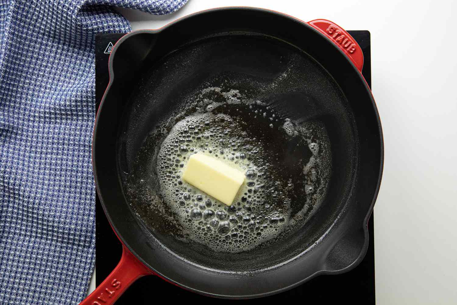 Butter Melting in Cast Iron Skillet 